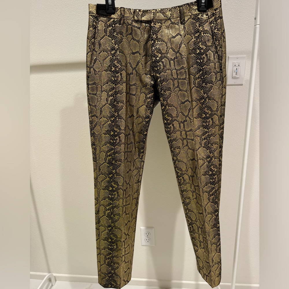 Men’s Gold Snake print Twisted Tailor Pants size 30R